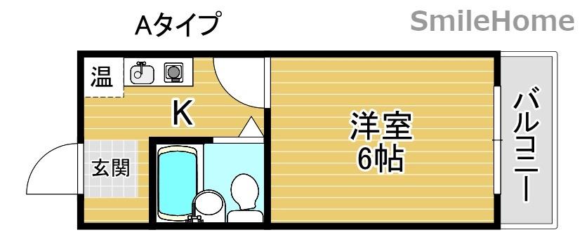 セラ岸ノ里(1K/1階)の間取り写真