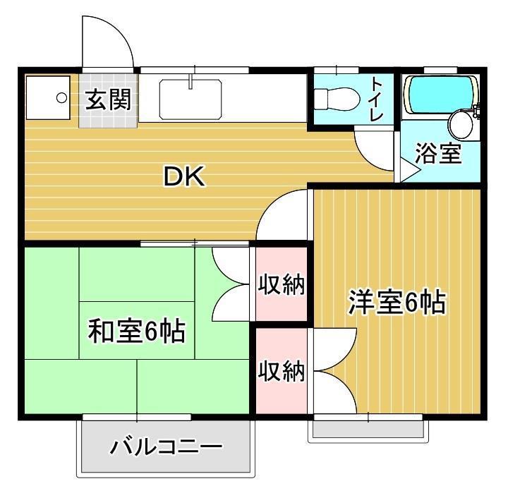 大和コーポB(2DK/2階)の間取り写真
