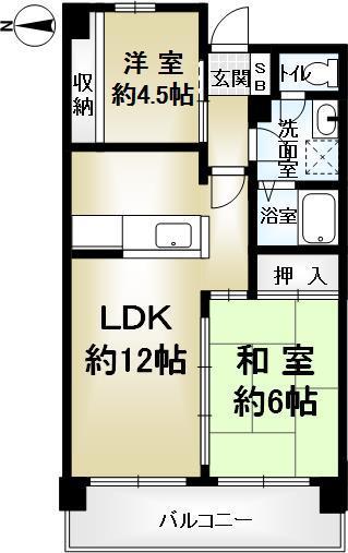 メイゾン桂東(2LDK/5階)の間取り写真