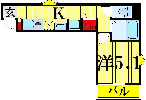 MELDIA梅島XI(1K/2階)の間取り写真
