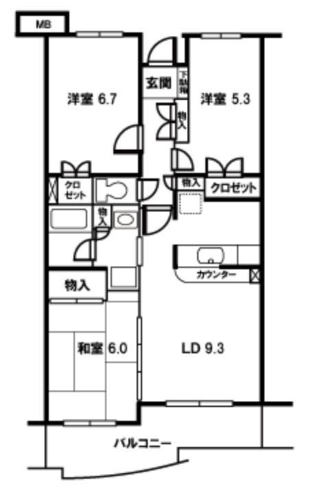 アースウィンド北原台(3LDK/3階)の間取り写真