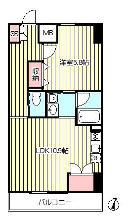 ハーモニースクエア(1LDK/2階)の間取り写真