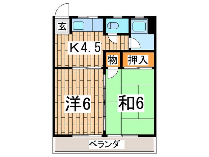 琴音フラット(2K/3階)の間取り写真