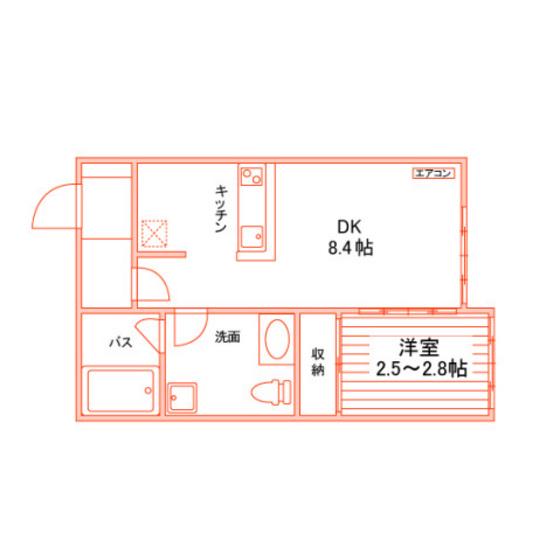 パレハ津島東(1DK/1階)の間取り写真