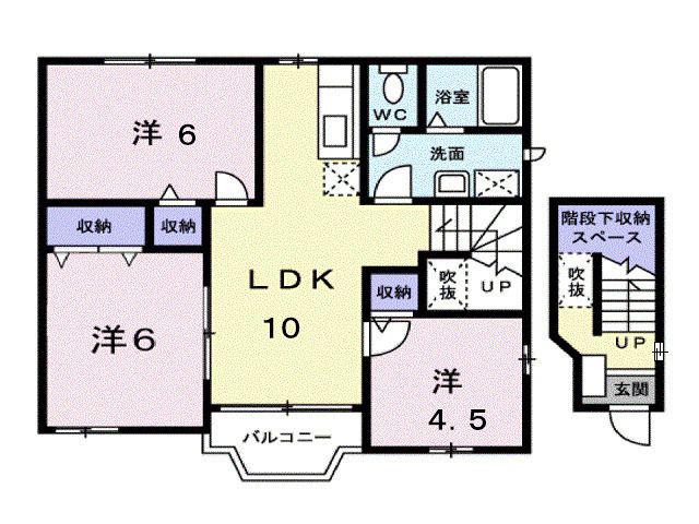 シティハイツ山田E(3LDK/2階)の間取り写真