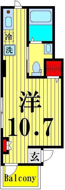 アクアフォレスタ西綾瀬(ワンルーム/2階)の間取り写真