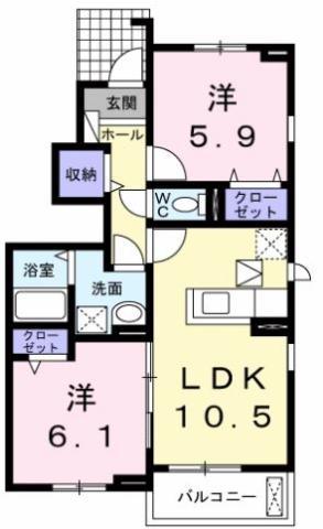 ベネヴォレンテD(2LDK/1階)の間取り写真