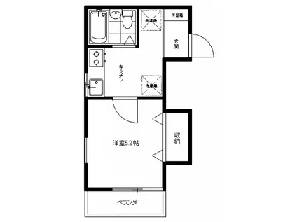 マルヤマハイツ(1K/1階)の間取り写真