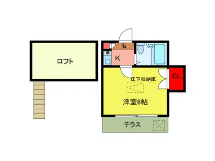 東武東上線 北坂戸駅 徒歩12分 2階建 築38年(1K/1階)の間取り写真