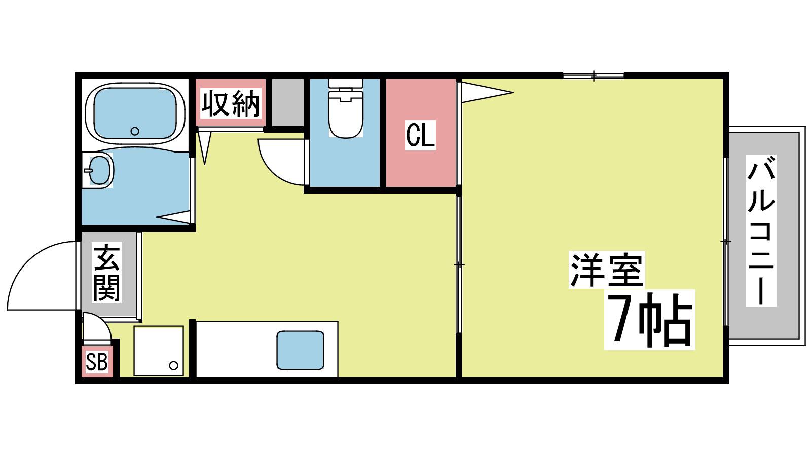ポミエ六甲(1K/1階)の間取り写真