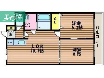 ホワイトストーン白石(2LDK/6階)の間取り写真