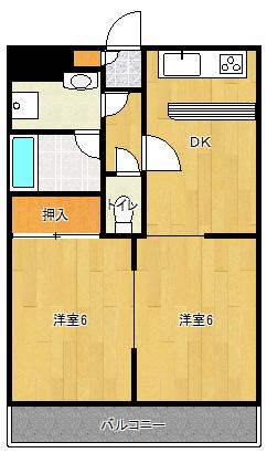 三栄ハイツ5(2DK/4階)の間取り写真