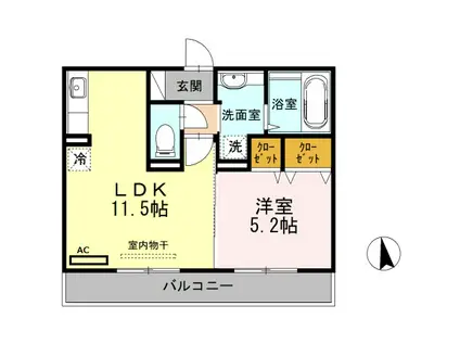 セジュール リバーグリーン(1LDK/1階)の間取り写真