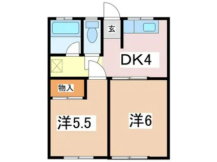 丸城ハイツ(2DK/1階)の間取り写真