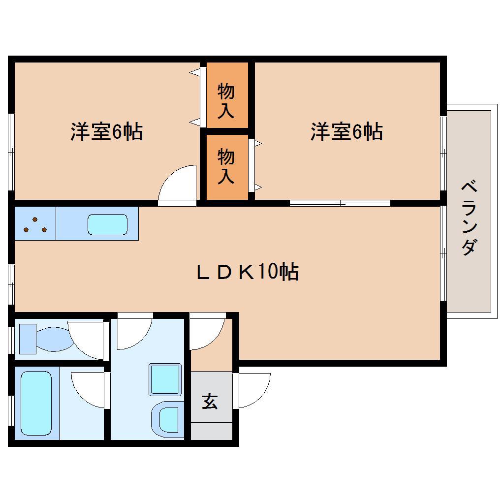 静岡鉄道静岡清水線 新清水駅 バス乗車時間：21分 最寄りバス停で下車 徒歩3分 2階建 築31年(2LDK/1階)の間取り写真