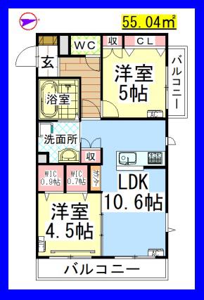 AF ランドマーク瀬谷(2LDK/3階)の間取り写真
