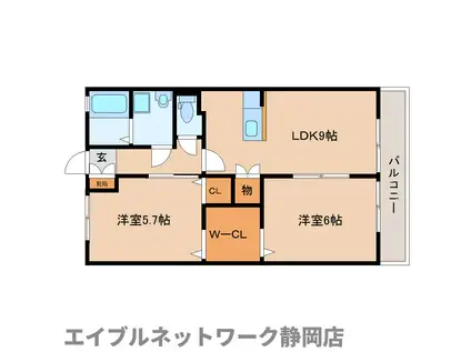 エルスタンザ広野 TROIS(2LDK/1階)の間取り写真
