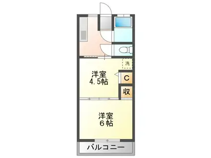 第2青雲荘(2K/2階)の間取り写真