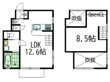 エスパスDEボヌール(1LDK/1階)の間取り写真