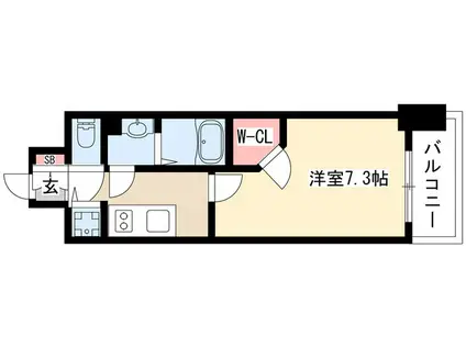 プレサンス栄ライズ(1K/9階)の間取り写真