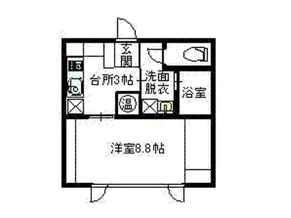 HKハイツC棟(ワンルーム/2階)の間取り写真