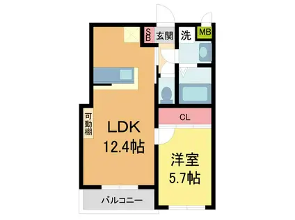 ハッピーホームレジデンス夙川公園(1LDK/3階)の間取り写真