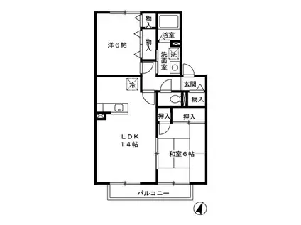 シャインメモリー館ABCDE(2LDK/1階)の間取り写真