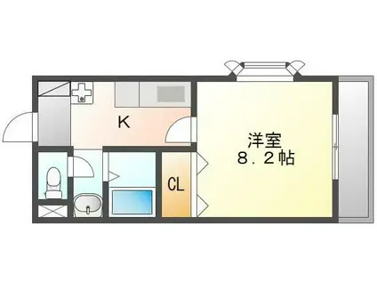 フレグランス沖洲(1K/2階)の間取り写真