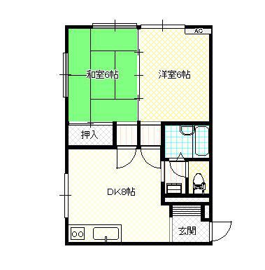 レヴール綾田(2DK/1階)の間取り写真