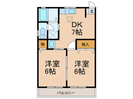 コーポ昴II(2DK/2階)の間取り写真