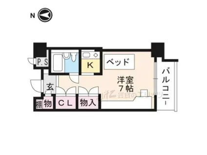 ビエラコート高槻(ワンルーム/3階)の間取り写真