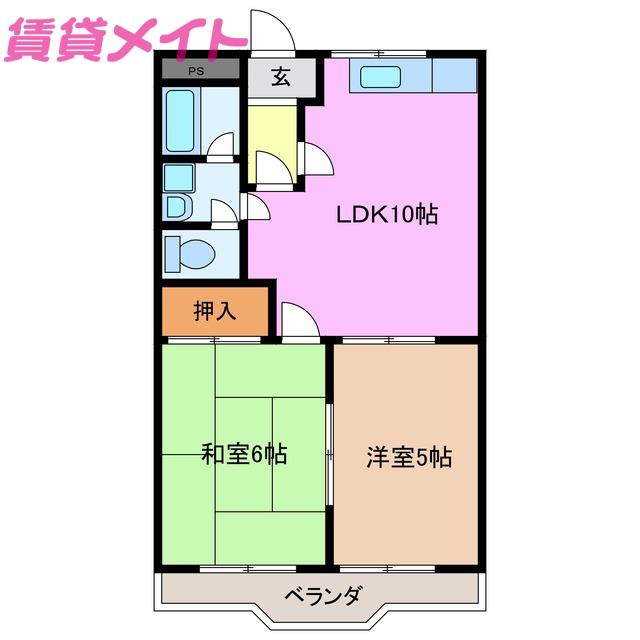 プラムコート(2LDK/4階)の間取り写真