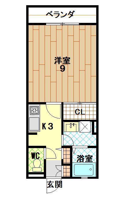 メゾン多田B棟(1K/2階)の間取り写真