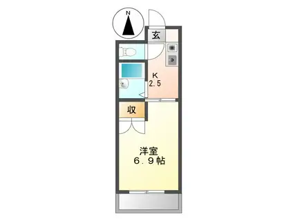 ルイーズ(1K/2階)の間取り写真