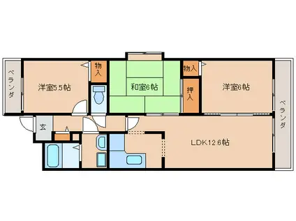 グリーンパークコート(3LDK/2階)の間取り写真