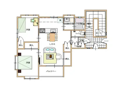 コミンニョロの家 奥(2LDK/2階)の間取り写真