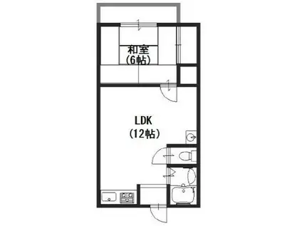 パル恵我之荘(1LDK/4階)の間取り写真