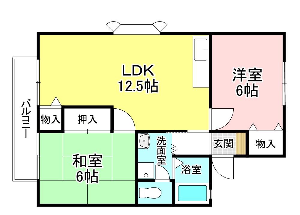 リヴェールI(2LDK/1階)の間取り写真