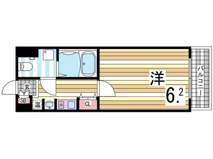 カーサ王塚台(1K/3階)の間取り写真