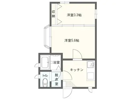 クレセントチャオ(2K/2階)の間取り写真