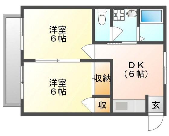 メゾンひかりI(2DK/2階)の間取り写真