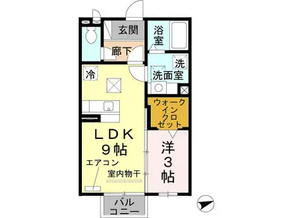 グラミール中之島(1LDK/1階)の間取り写真