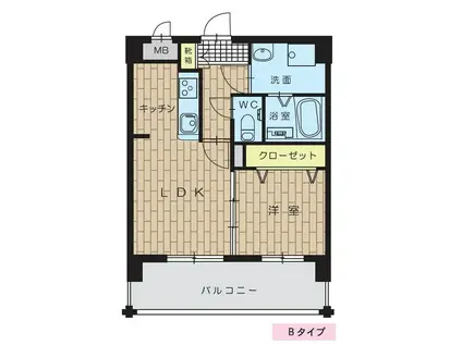 ラ・クラセーヴァ長府(1LDK/4階)の間取り写真