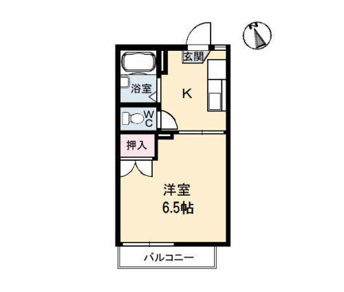 ガーデンハイツ関山(1K/2階)の間取り写真