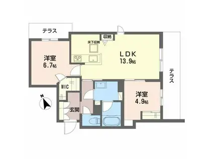 シャーメゾン ワイズベル(2LDK/1階)の間取り写真