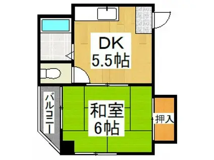 山田ビル(1DK/2階)の間取り写真