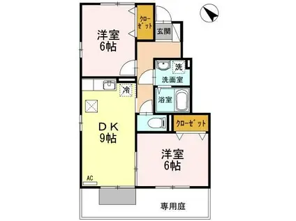 アクエリアス(2DK/1階)の間取り写真