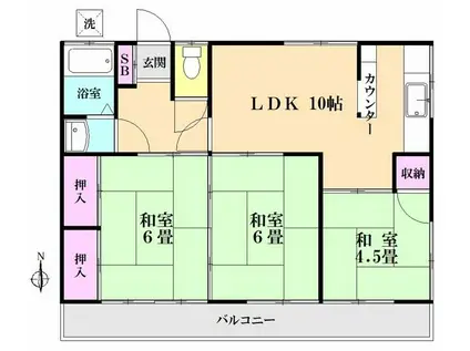 第2有宏荘(3LDK/2階)の間取り写真
