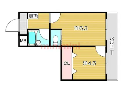 ローズハイツ(2K/2階)の間取り写真