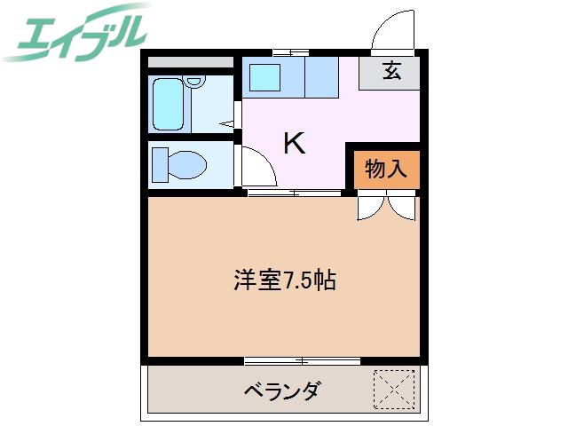 ロイヤル川原町(1K/2階)の間取り写真